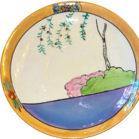 VINTAGE TT-Takito HAND PAINTED EGG SHELL TEA CUP & SAUCER JAPAN Lusterware Pagod - Picture 3 of 11